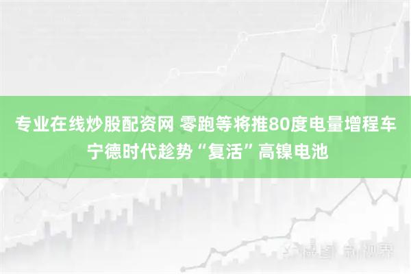 专业在线炒股配资网 零跑等将推80度电量增程车 宁德时代趁势“复活”高镍电池