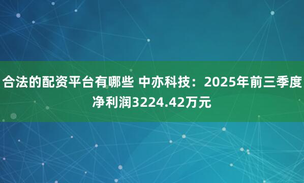 合法的配资平台有哪些 中亦科技：2025年前三季度净利润3224.42万元
